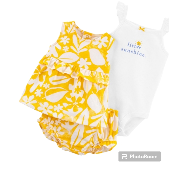 New. Carter's 3-Piece Floral Little Short Set - Picture 3 of 8